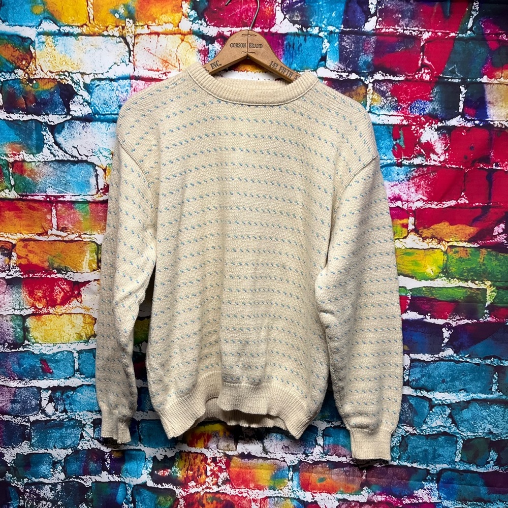 Vintage Grandpa Sweater Geometric L Striped